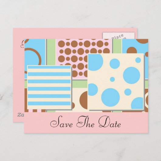 Polka Dots and Stripes Baby shower Uitnodiging (Voorkant / Achterkant)