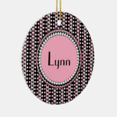 Polka dots and Stripes Monogrammed Round Ornament (Rechts)