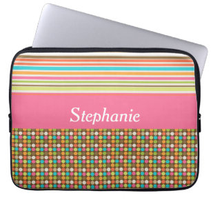 Polka Dots and Stripes Persoonlijke laptophoes Laptop Sleeve