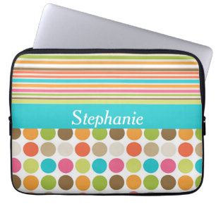 Polka Dots and Stripes Persoonlijke laptophoes Laptop Sleeve