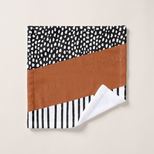 Polka Dots and Stripes (zwart/wit/verbrand sinaasa Bad Handdoek (Wasdoekje)