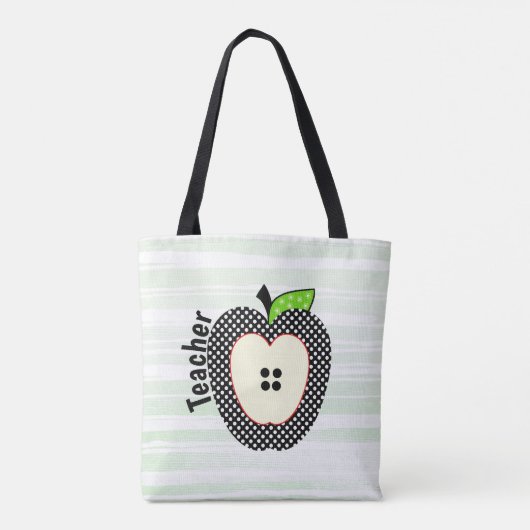 Polka Dots Apple Teachers Canvas tas (Achterkant)