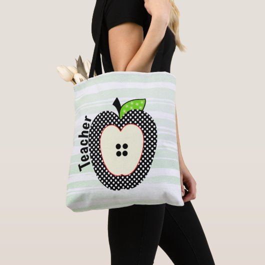 Polka Dots Apple Teachers Canvas tas (Dichtbij)