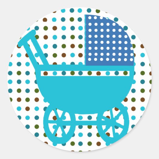 Polka Dots Baby Douche Gevlekte Baby Carriage Ronde Sticker (Voorkant)