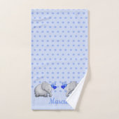 Polka Dots Baby Name Blue Elephant Shower Nursery Bad Handdoek (Handdoek)