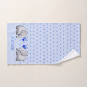 Polka Dots Baby Name Blue Elephant Shower Nursery Bad Handdoek (Handdoek)