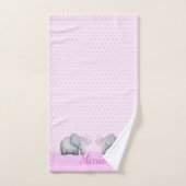 Polka Dots Baby Name Pink Elephant Girl's Nursery Bad Handdoek (Handdoek)