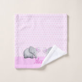Polka Dots Baby Name Pink Elephant Girl's Nursery Bad Handdoek (Wasdoekje)