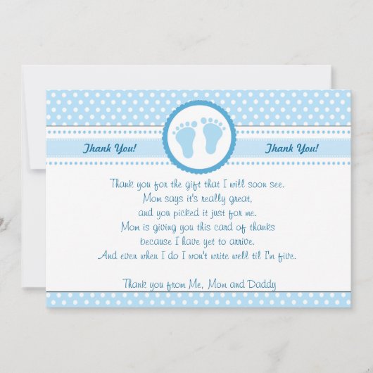Polka Dots Baby shower Bedankt voor je blauwe jong (Voorkant)