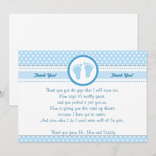 Polka Dots Baby shower Bedankt voor je blauwe jong (Voorkant / Achterkant)