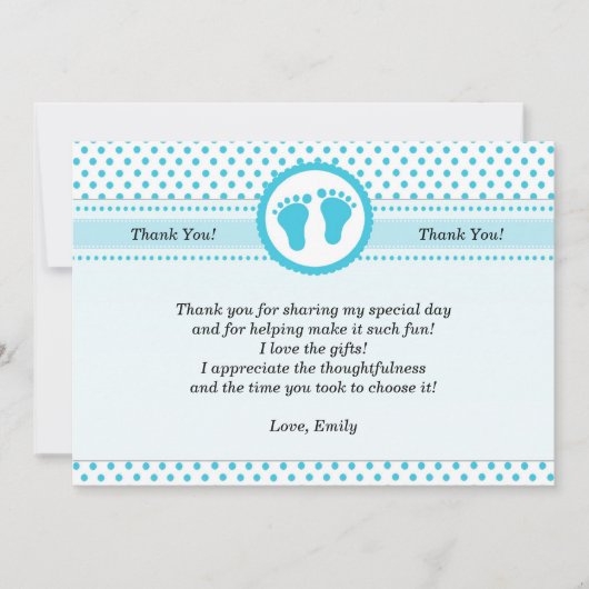 Polka Dots Baby shower Hartelijk dank! Unisex Aqua Bedankkaart (Voorkant)