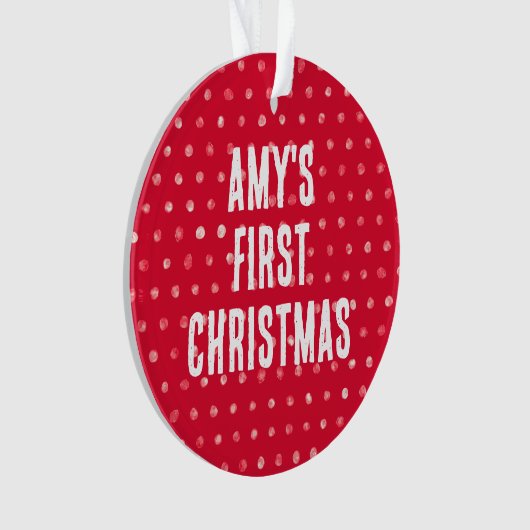 Polka Dots Baby's eerste kerst aangepaste foto Ornament (voorkant)