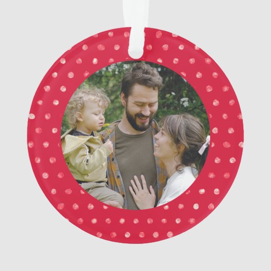 Polka Dots Baby's eerste kerst aangepaste foto Ornament (achterkant)