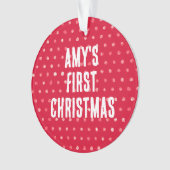 Polka Dots Baby's eerste kerst aangepaste foto Ornament (voorkant)