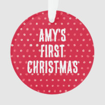 Polka Dots Baby's eerste kerst aangepaste foto