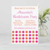 Polka Dots Bachelorette Invite (Hot Pink / Oranje) Kaart (Staand voorkant)