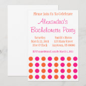 Polka Dots Bachelorette Invite (Hot Pink / Oranje) Kaart (Voorkant / Achterkant)