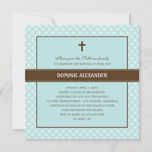 Polka Dots Baptism/Christening Uitnodiging (Voorkant)