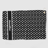 Polka Dots Black en White Golfhanddoek (Horizontaal)
