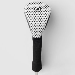 Polka Dots Black en White Initiaal Golfheadcover