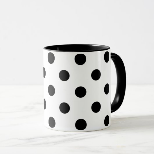 Polka Dots Black White Retro Mok (Voorkant rechts)