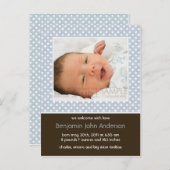 Polka Dots Blauw/Bruin · Aankondiging Baby (Voorkant / Achterkant)