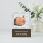 Polka Dots Blauw/Bruin · Aankondiging Baby (Staand voorkant)
