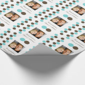 Polka dots blauw bruin foto cadeaupapier (Hoek)