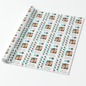Polka dots blauw bruin foto cadeaupapier (Uitgerold)