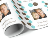 Polka dots blauw bruin foto cadeaupapier (Rol Hoek)