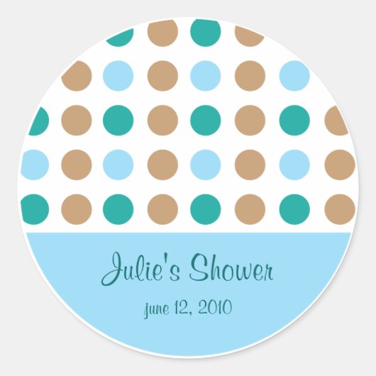 Polka Dots Blauw Favor Bag Label Sticker (Voorkant)