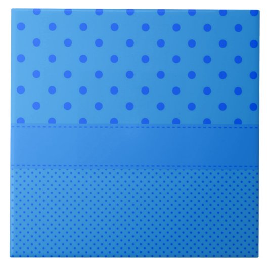 Polka dots, blauw op blauw, tegeltje (Voorkant)