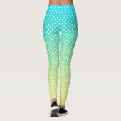 Polka Dots Blauwgroen gele gradiënt Leggings (Achterkant)