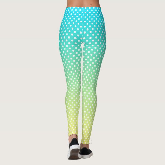Polka Dots Blauwgroen gele gradiënt Leggings (Achterkant)