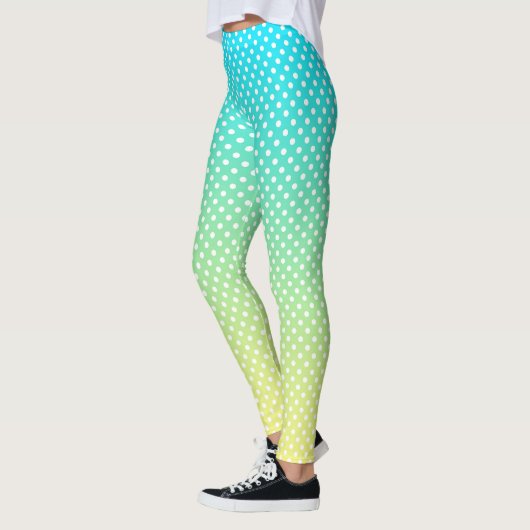 Polka Dots Blauwgroen gele gradiënt Leggings (Links)