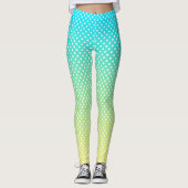 Polka Dots Blauwgroen gele gradiënt Leggings (Voorkant)