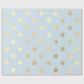 Polka Dots Blue Champaigne Gold Cadeaupapier (Vlak)