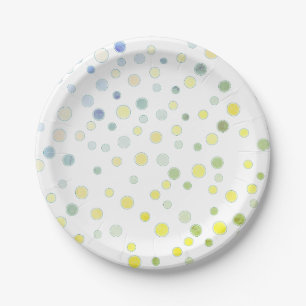 Polka Dots Blue Green Yellow Papieren Bordje