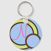 Polka Dots - Blue - Monogram Sleutelhanger (Voorkant)