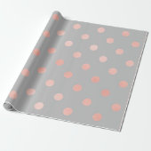 Polka Dots Blush Roos Peach Grey Minimal Elegant Cadeaupapier (Uitgerold)