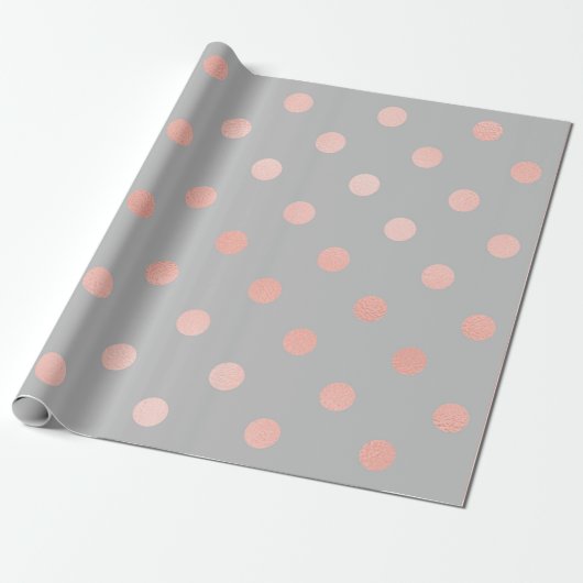 Polka Dots Blush Roos Peach Grey Minimal Elegant Cadeaupapier (Uitgerold)