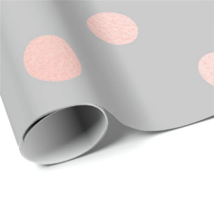 Polka Dots Blush Roos Peach Grey Minimal Elegant Cadeaupapier