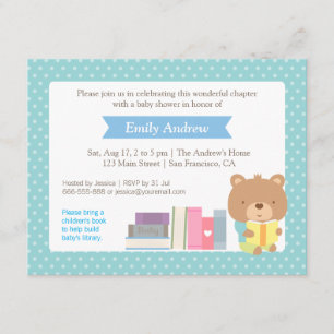 Polka Dots Book Thécute Teddy Bear Baby shower Kaart
