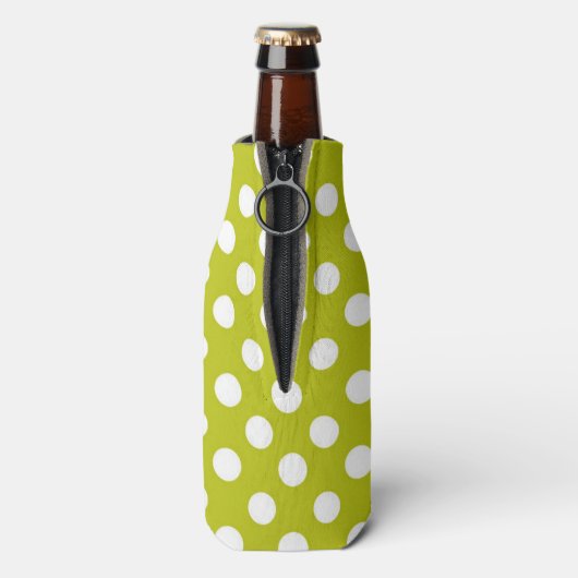 Polka Dots Bottle Cooler/Green/White Flesjeskoeler (Fles Achterkant)