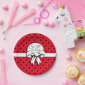  Polka Dots & Bows Vrijgezellenfeest Rood Zwart Papieren Bordje (Feest)