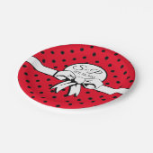  Polka Dots & Bows Vrijgezellenfeest Rood Zwart Papieren Bordje (Gekanteld)