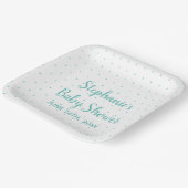 Polka Dots Boy Girl Baby shower Blauwgroen Blauw W Papieren Bordje (Gebogen)