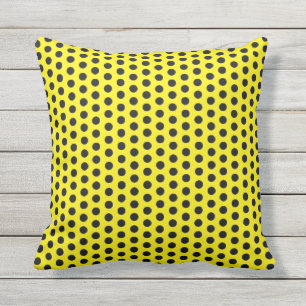 Polka Dots Bright Yellow Black, aangepaste kleur 2 Buitenkussen