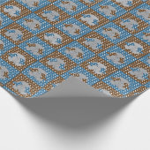 Polka Dots Brown en Blue Elephants Cadeaupapier (Hoek)