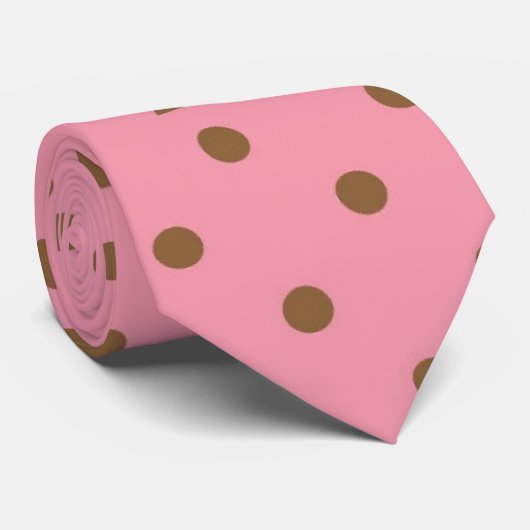 Polka Dots Brown op Roze Stropdas (Opgerold)